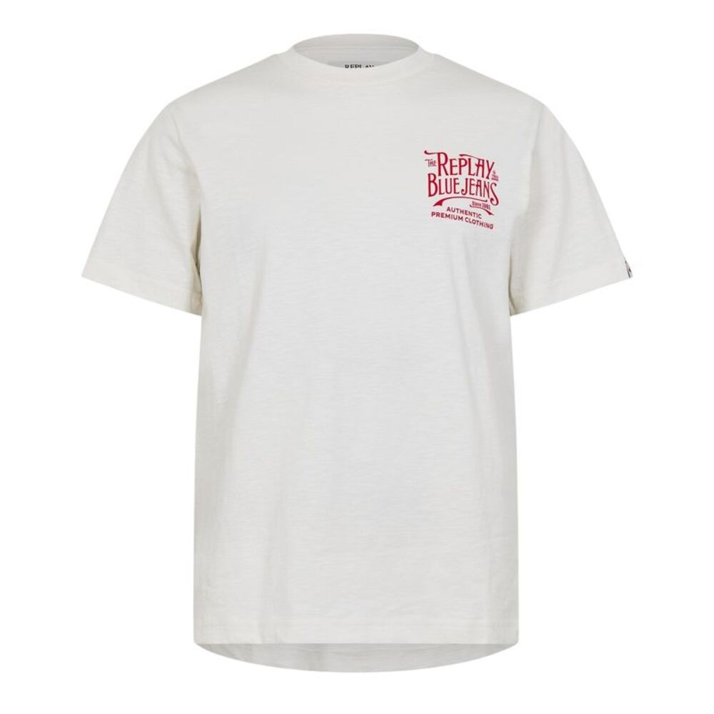 Replay Mens Back Jeans Logo T-Shirt / White